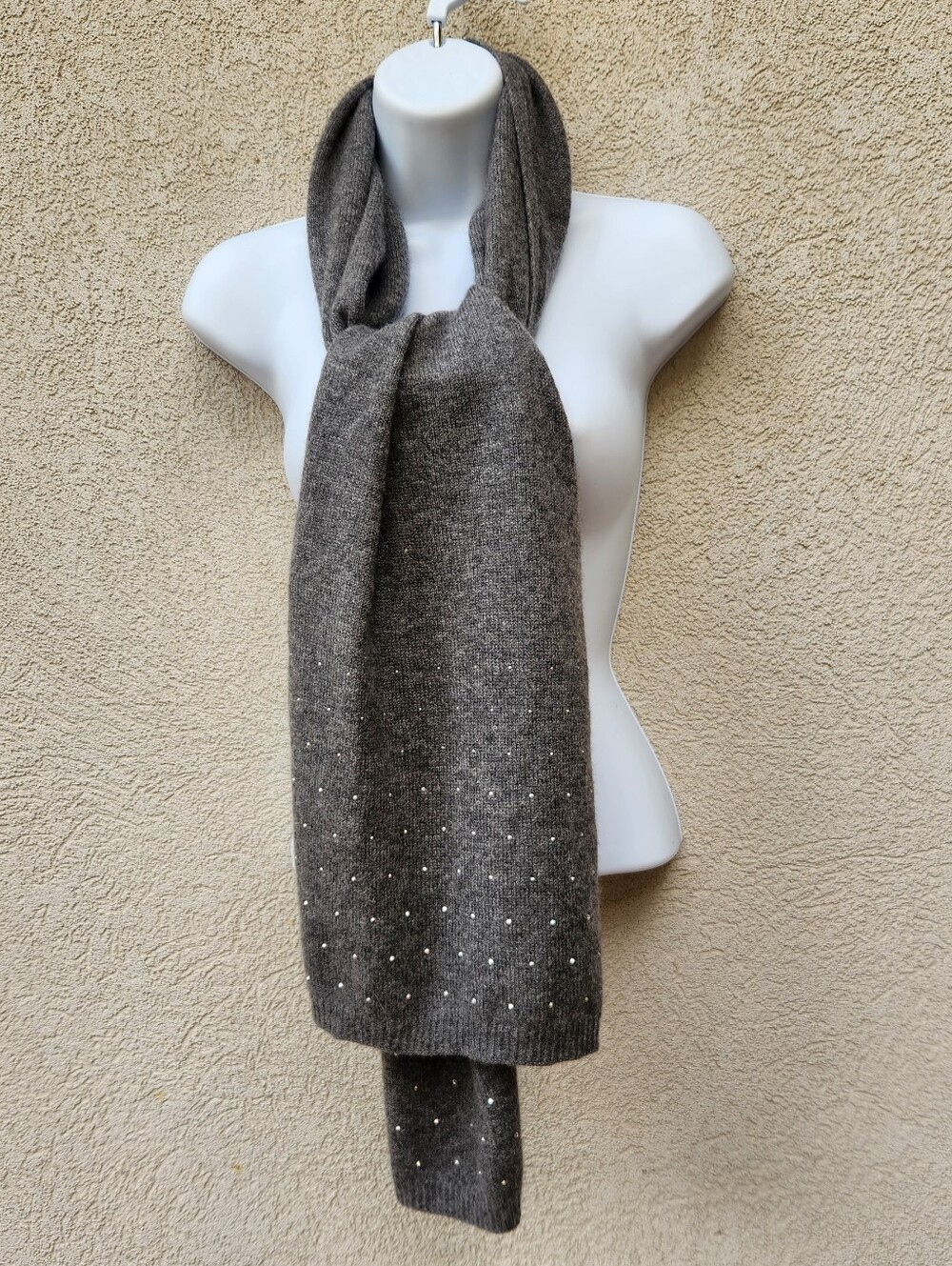FORTE Scarf Gray 100% Cashmere Beading